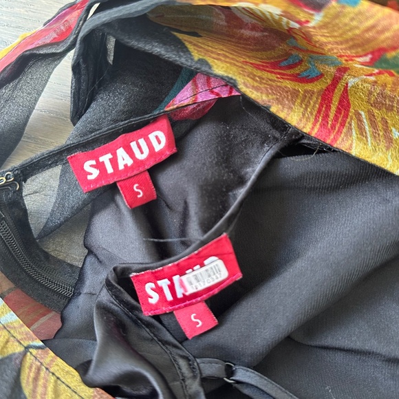 STAUD Calluna First Bloom Black Floral Maxi Dress Gown Organza Tie Size Small - Picture 4 of 14